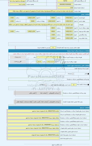 مزایده ، اجاره یک واحد تجاری به مساحت حدود 50 مترمربع نوع استفاده اغذیه (ساندویچی) شادمهر-جنب جایگاه سوخت cng