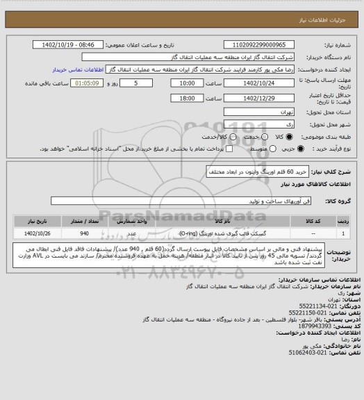 استعلام خرید 60 قلم اورینگ وایتون در ابعاد مختلف