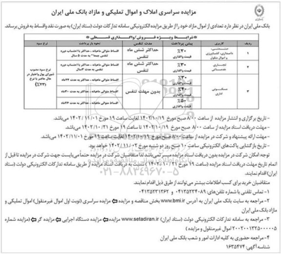 آگهی مناقصه عمومی خرید میلگرد