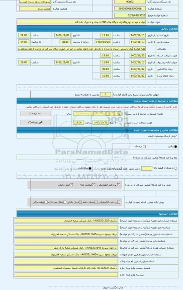 مزایده ، مزایده مرحله دوم واگذاری جایگاههای CNG شهداء و شهرک دانشگاه