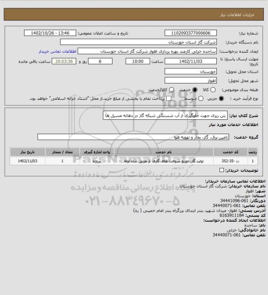 استعلام بتن ریزی جهت جلوگیری از آب شستگی شبکه گاز در دهانه مسیل ها