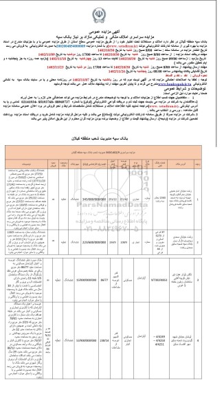 مزایده فروش املاک و مستغلات