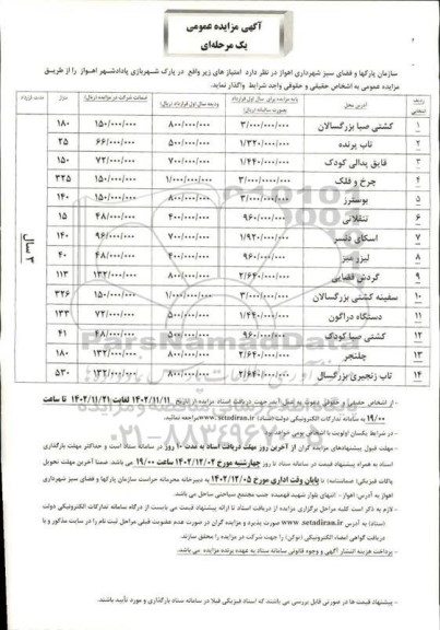 مزایده واگذاری کشتی صبا بزرگسالان ...