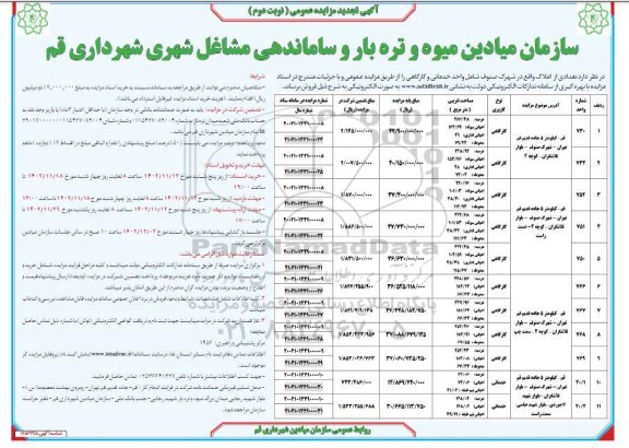 تجدید مزایده تعدادی املاک  نوبت دوم 