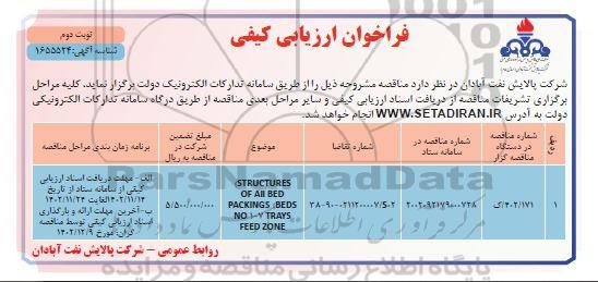 فراخوان ارزیابی کیفی structures  of all bed packings - نوبت دوم 