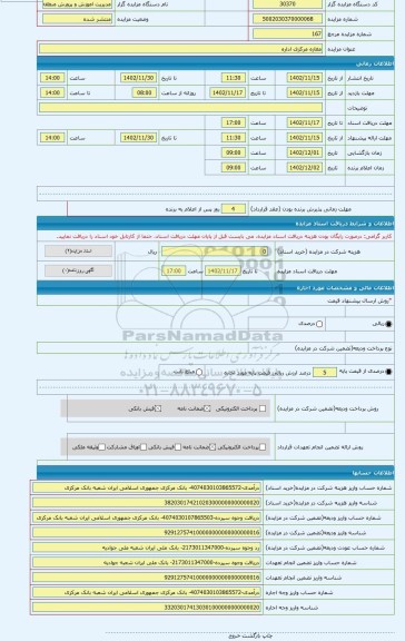 مزایده ، مغازه مرکزی اداره