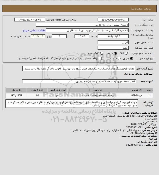 استعلام جرای طرح پیشگیری از میانسالی و سالمندی طبق شیوه نامه پیوستی اولویت با مراکز تحت نظارت بهزیستی