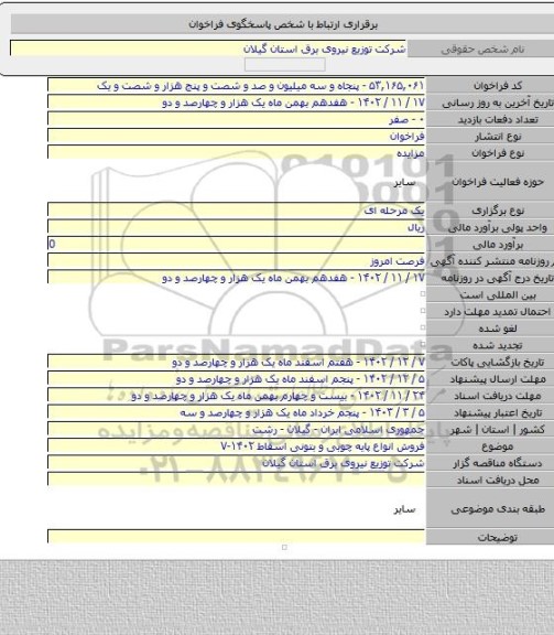 مزایده, فروش انواع پایه چوبی و بتونی اسقاط ۱۴۰۲-۷