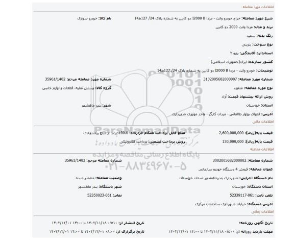 خودرو وانت - مزدا I2000 B  دو کابین به شماره پلاک 24/ 127ط14