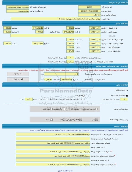 مزایده ، فروش سرقفلی تعدادی از مغازه های شهرداری منطقه 8 -مزایده مغازه(سرقفلی)  - استان آذربایجان شرقی