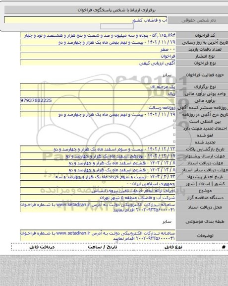 مناقصه, اجرای ارائه انجام خدمات تامین نیروی انسانی