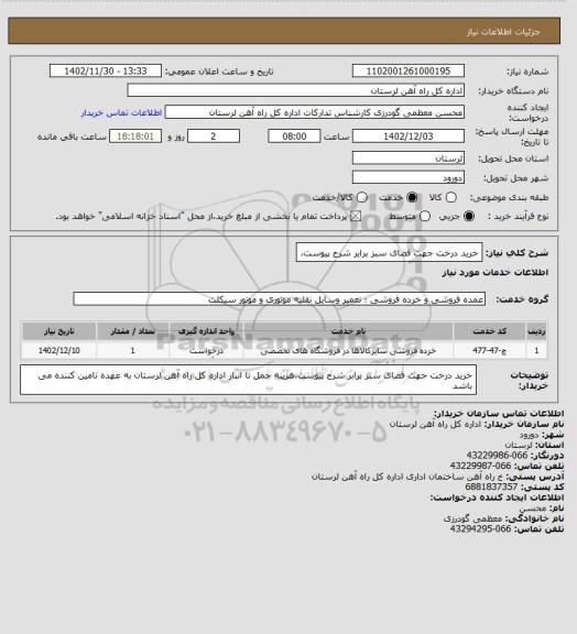 استعلام خرید درخت جهت فضای سبز برابر شرح پیوست،