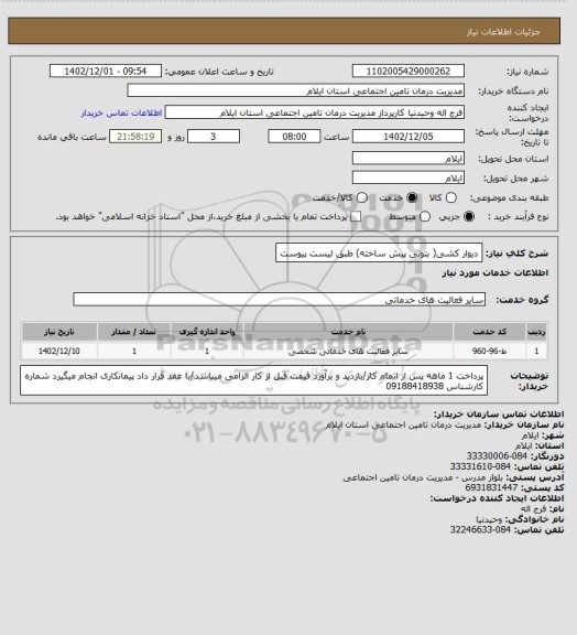 استعلام دیوار کشی( بتونی پیش ساخته) طبق لیست پیوست