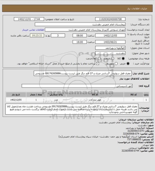 استعلام مغزی قفل سوئیچی 7سانتی متری و 27 قلم دیگر طبق لیست پیوست09176265886 طسوجی