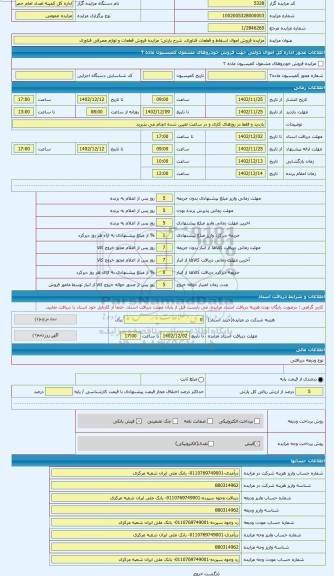 مزایده ، مزایده فروش قطعات و لوازم مصرفی فناوری