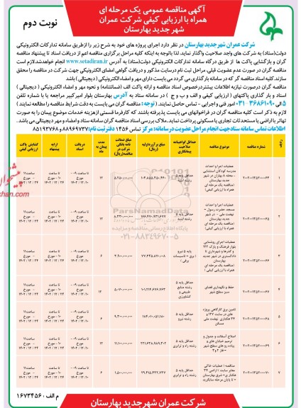 مناقصه عمليات اجرا و احداث مدرسه کودکان استثنایی ....- نوبت دوم