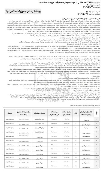 مزایده  بهره برداری از منافع 12 باب از مغازه های تجاری، خدماتی