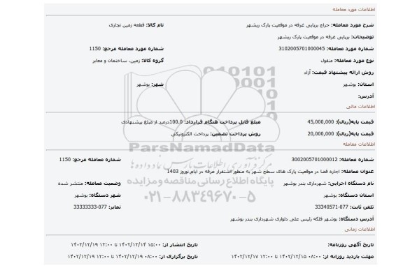 برپایی غرفه در موقعیت پارک ریشهر