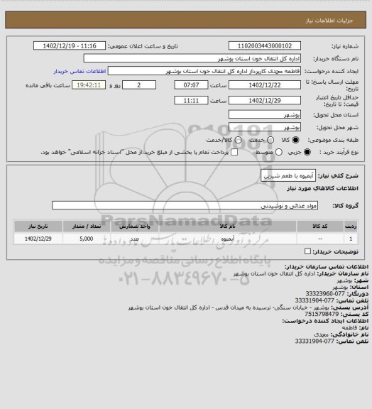 استعلام آبمیوه با طعم شیرین