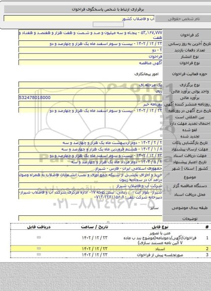 مناقصه, خرید و اجرای بخشی از شبکه جمع آوری و نصب انشعابات فاضلاب به همراه وصول درآمد آن در سجادیه زیتون