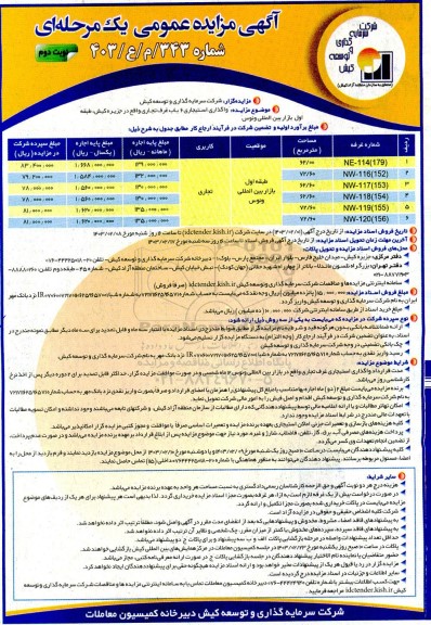 مزایده واگذاری استیجاری 6 باب غرف تجاری