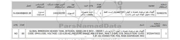 استعلام، گلوبال ولو شناوری همراه با کویل (کالا اضطراری است فقط زمان تحویل کوتاه تایید می باشد)