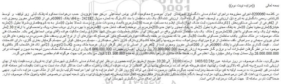 مزایده فروش ششدانگ یک باب ساختمان با سند تک برگ به شماره سریال 242182 -ج/94با پلاک 10995فرعی از 200اصلی مفروز ومجزی شده از 42فرعی از اصلی  