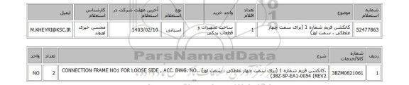 استعلام، کانکشن فریم شماره 1 (برای سمت چهار غلطکی ، سمت لوز)