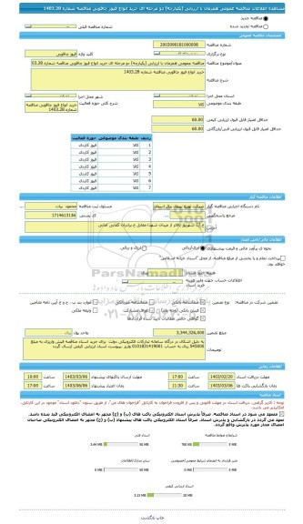 مناقصه، مناقصه عمومی همزمان با ارزیابی (یکپارچه) دو مرحله ای خرید انواع فیوز چاقویی مناقصه شماره 1403.28