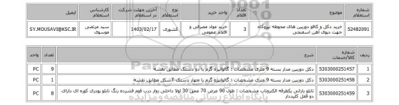 استعلام، خرید دکل و کافو دوربین های محوطه نیروکاه جهت دپوی آهن اسفنجی