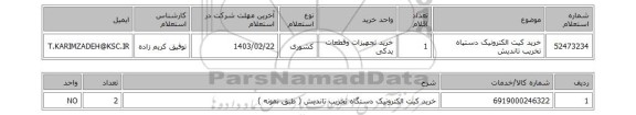 استعلام، خرید کیت الکترونیک دستپاه تخریب تاندیش