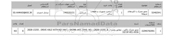 استعلام، محور محرک با کلیدهای مربوطه