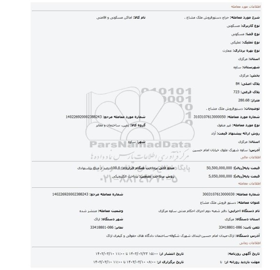 دستورفروش ملک مشاع .