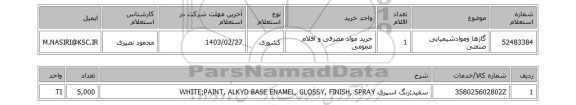 استعلام، گازها وموادشیمیایی صنعتی