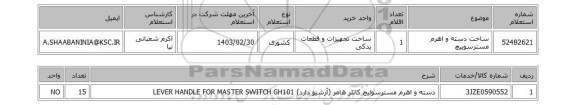 استعلام، ساخت دسته و اهرم مسترسوییچ