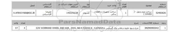 استعلام، ساخت ورم و ویل - ( CAVEX )