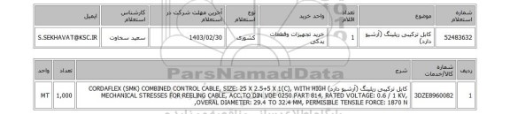 استعلام، کابل ترکیبی ریلینگ (آرشیو دارد)