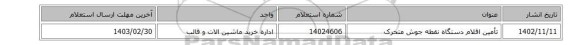 تأمین اقلام دستگاه نقطه جوش متحرک