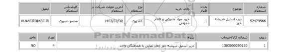 استعلام، درب استیل شیشه خور