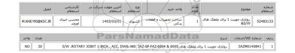 استعلام، .روتاری جوینت 1 برای غلطک های S/W&