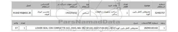 استعلام، مخروطی کامل پایین کوره