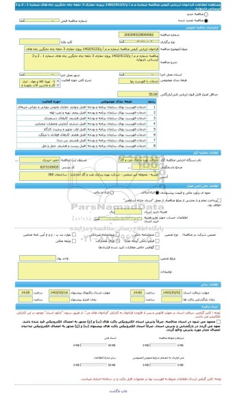 مناقصه، فراخوان ارزیابی کیفی مناقصه شماره م م آ ج/1402/0123 پروژه حفاری 3 حلقه چاه جایگزین چاه های شماره 1 ، 2 و 3 آبرسانی داربهاره