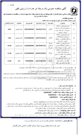 آگهی مناقصه عمومی یک مرحله ای  اجرای قیرپاشی و آسفالت روستاهای...