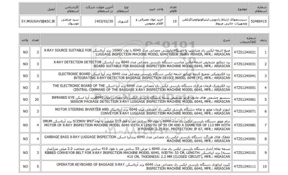 استعلام، سیستمهای ارتباط رادیویی،اینترفونهاومراکزتلفن وتجهیزات جانبی مربوط