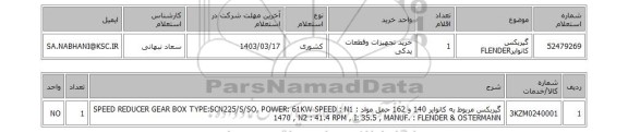 استعلام، گیربکس کانوایرFLENDER