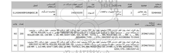 استعلام، رولر مطابق شرح