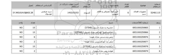 استعلام، تجهیزات فضای سبز