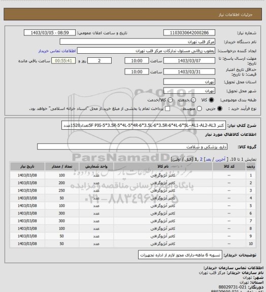 استعلام کتتر 5F PIG-5*3.5R-5*4L-5*4R-6*3.5L-6*3.5R-6*4L-6*5L--AL1-AL2-AL3تعداد1520عدد