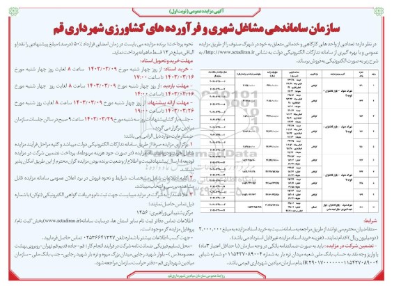 مزایده فروش تعدادی از واحدهای کارگاهی و خدماتی