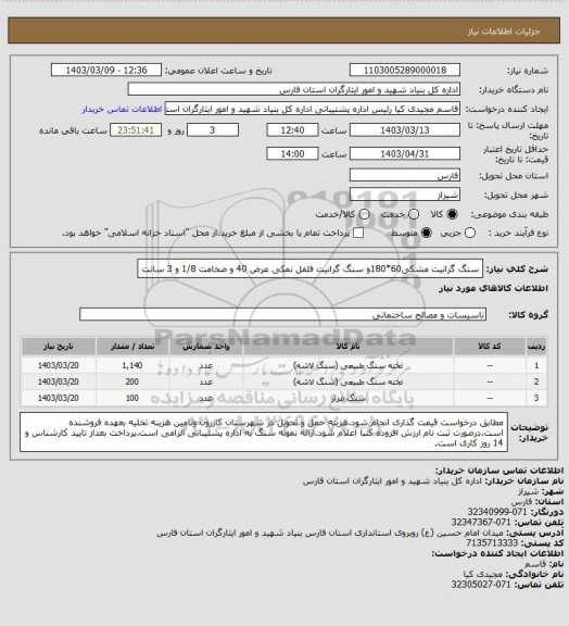 استعلام سنگ گرانیت مشکی60*180و سنگ گرانیت فلفل نمکی عرض 40 و ضخامت 1/8 و 3 سانت